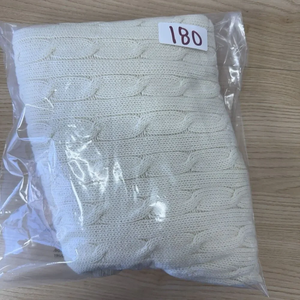 Mens Cable Knit Sweater Vest XL Ivory V Neck Pullover Knit Cotton Prep Academia